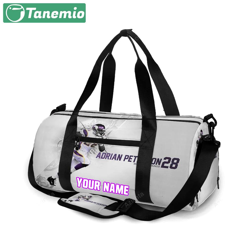 Minnesota vikings adrian peterson 28 v2 personalized name travel bag gym bag 61 Travel Bag