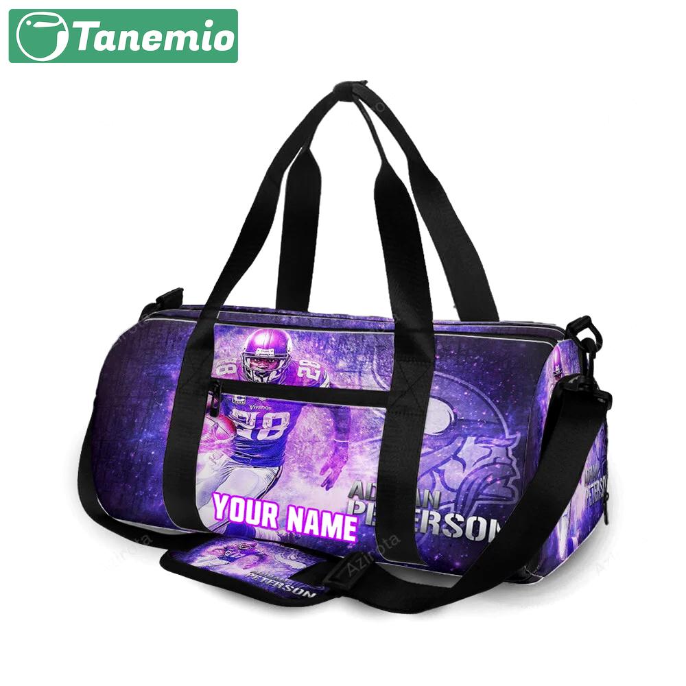 Minnesota vikings adrian peterson 28 v4 personalized name travel bag gym bag 710 Travel Bag