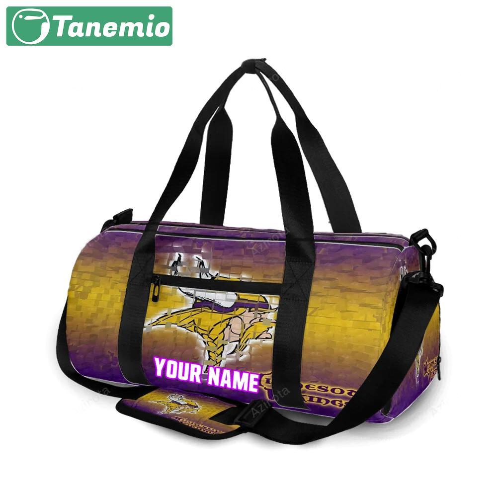 Minnesota vikings emblem shape personalized name travel bag gym bag 1009 Travel Bag