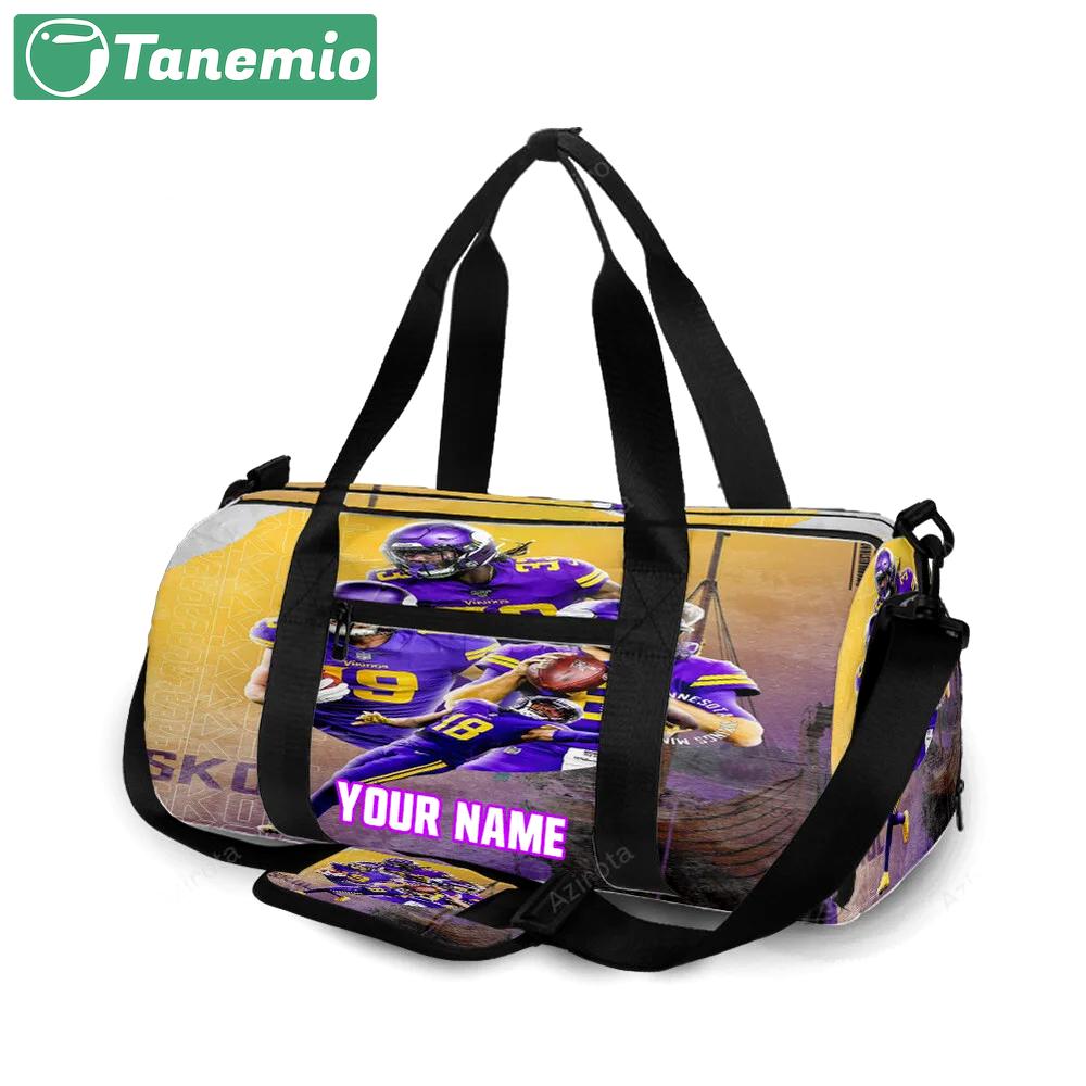 Minnesota vikings team v2 personalized name travel bag gym bag 6 Travel Bag