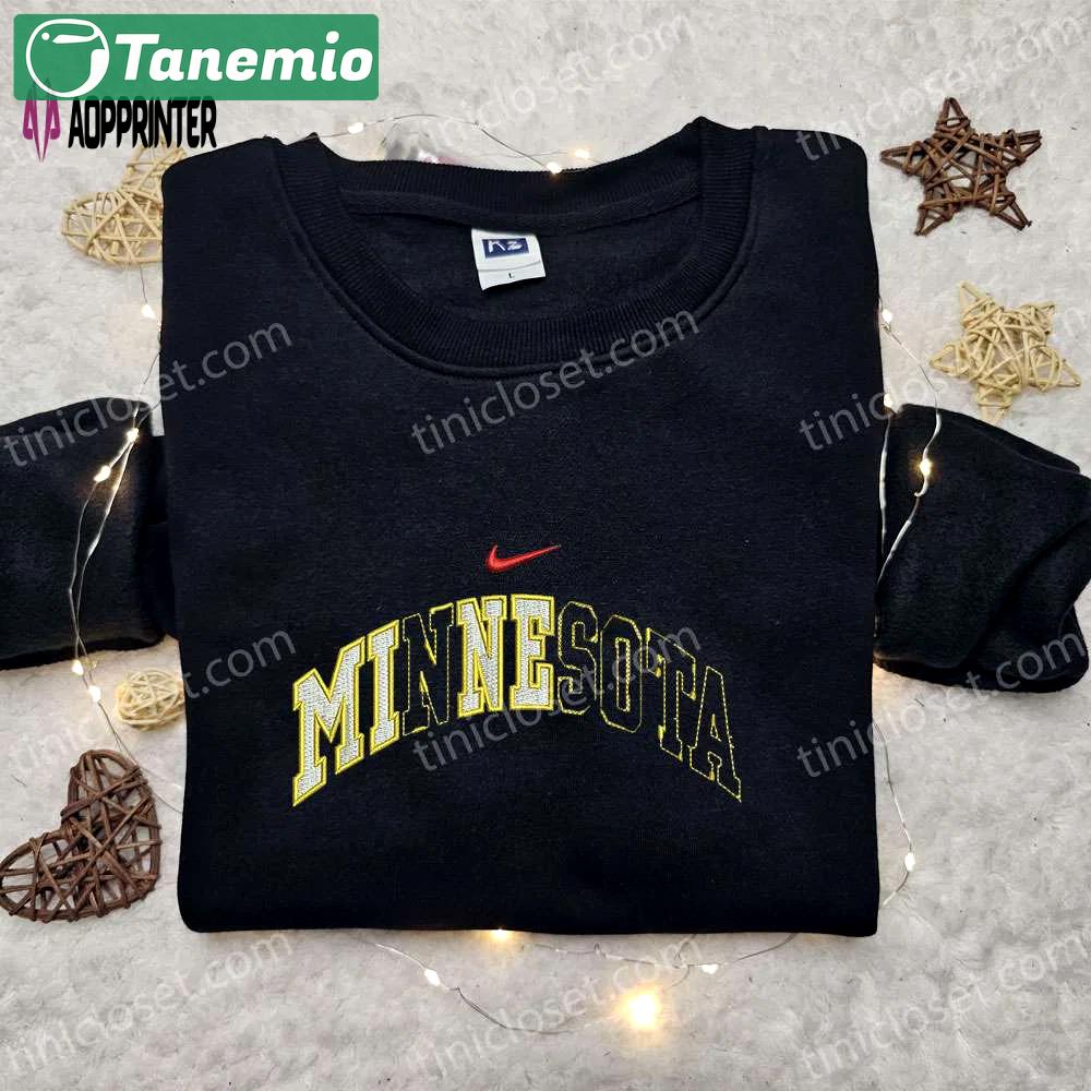 Minnesota x nike swoosh hoodie & shirt: best gift ideas with nike-inspired embroidery Embroidered Shirt