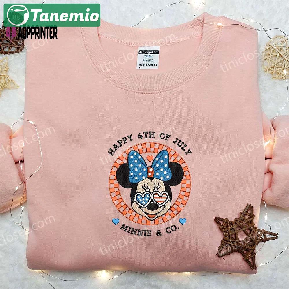 Minnie mouse 4th of july shirt: disney embroidered gift for national day celebrations Embroidered Shirt