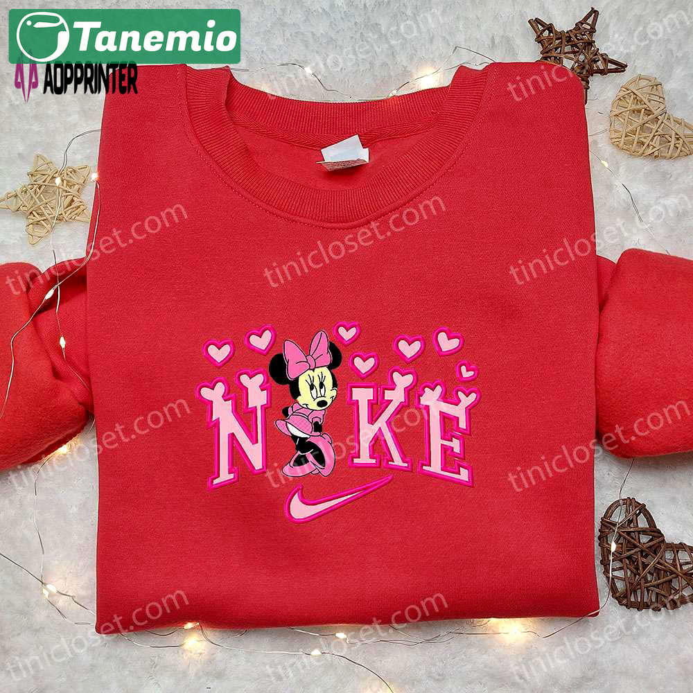 Minnie mouse heart x nike cartoon embroidered sweatshirt: best valentine s day gift ideas Embroidered Shirt