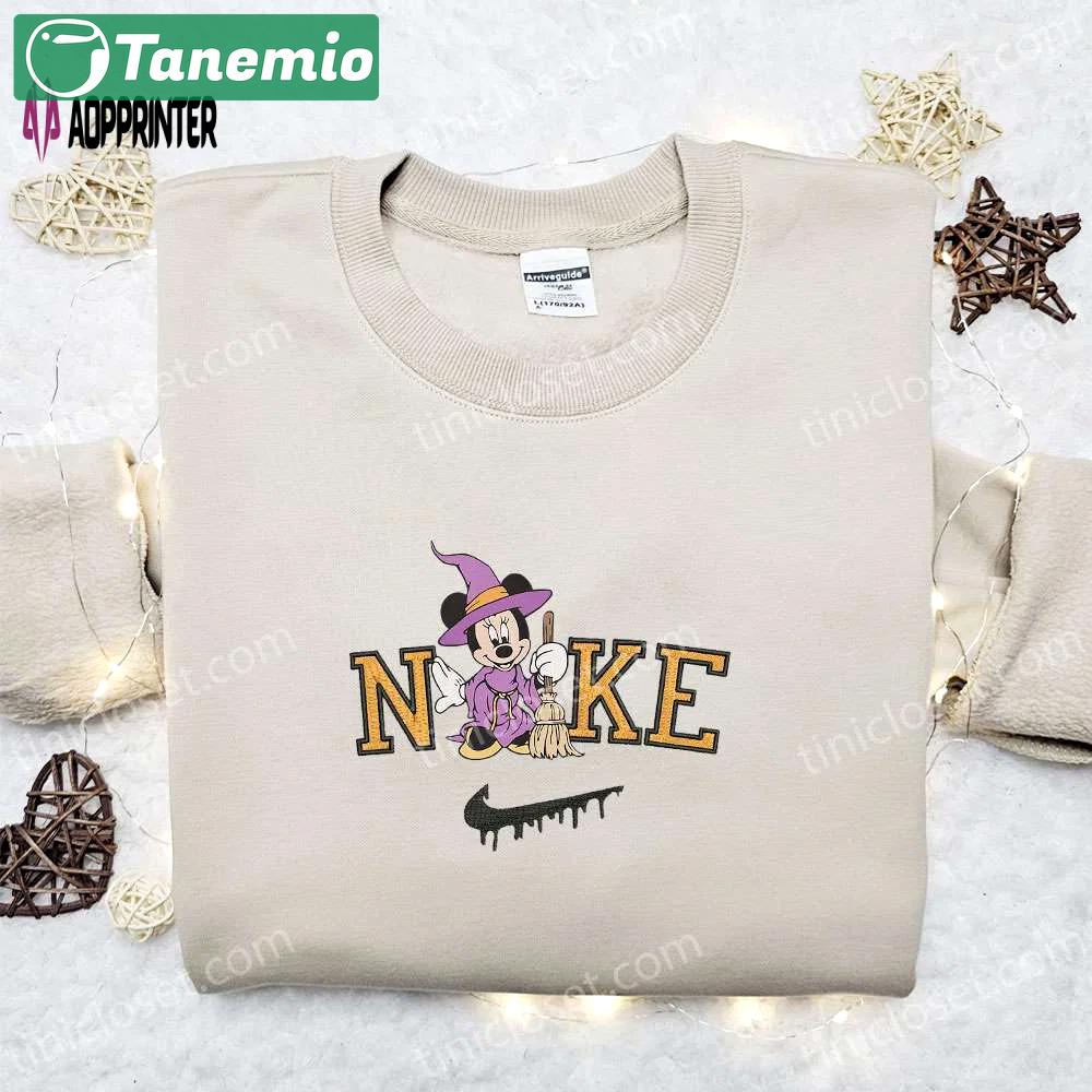 Minnie mouse witch x nike embroidered sweatshirt: disney characters halloween shirt best gift idea Embroidered Shirt