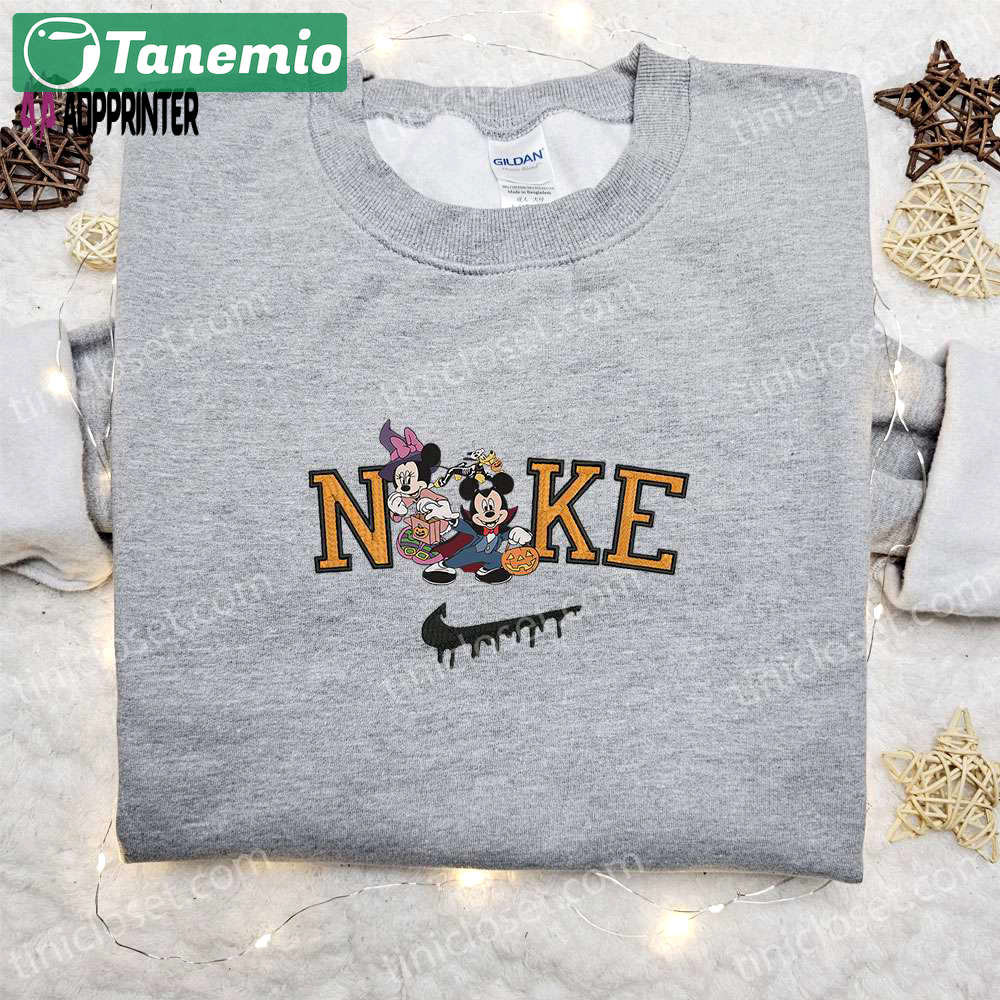 Minnie witch & mickey dracula x nike embroidered sweatshirt: best halloween gift ideas Embroidered Shirt