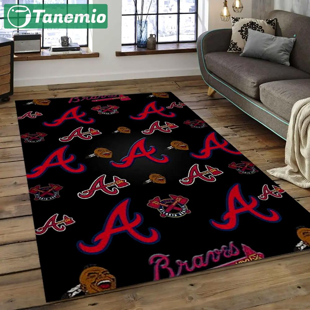 Mlb atlanta braves baseball team logo rectangle area ab11 Rectangle Rug