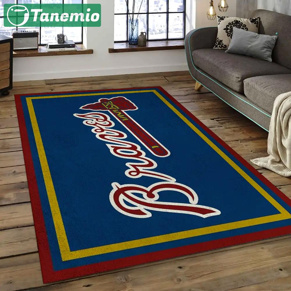 Mlb atlanta braves baseball team logo rectangle area ab35 Rectangle Rug
