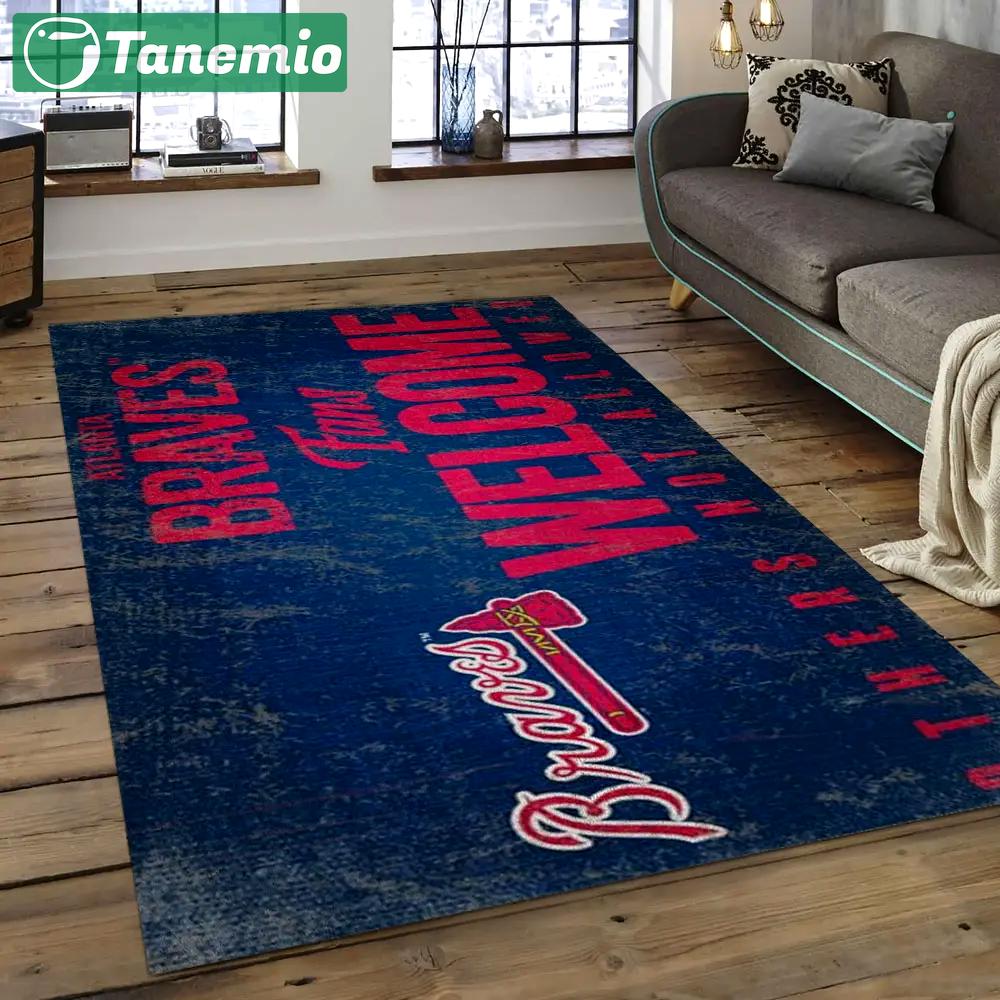 Mlb atlanta braves baseball team logo rectangle area ab37 Rectangle Rug