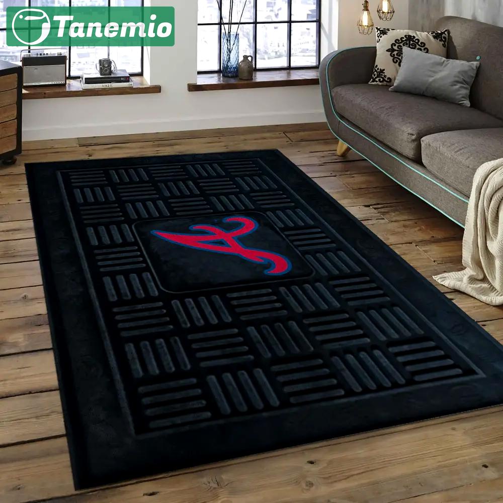 Mlb atlanta braves baseball team logo rectangle area ab43 Rectangle Rug