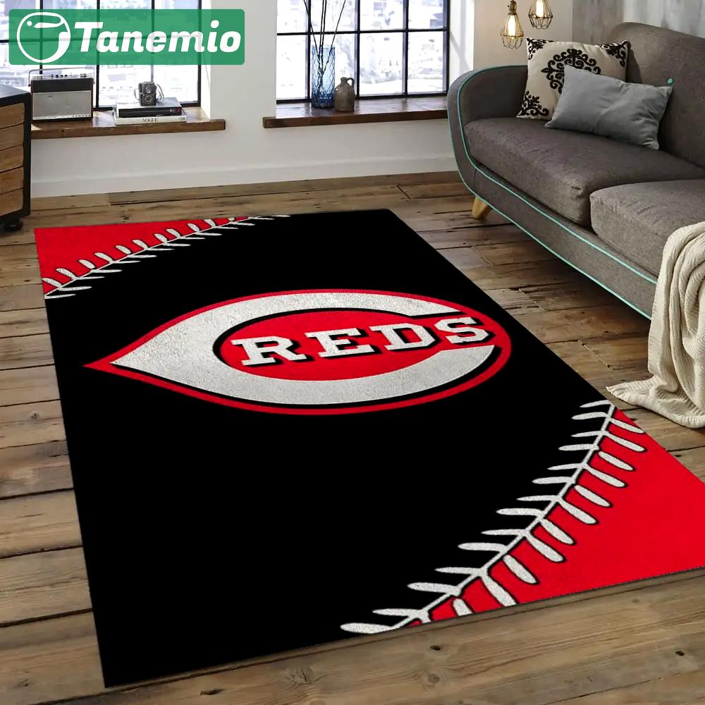 Mlb cincinnati reds baseball team logo rectangle area cr09 Rectangle Rug