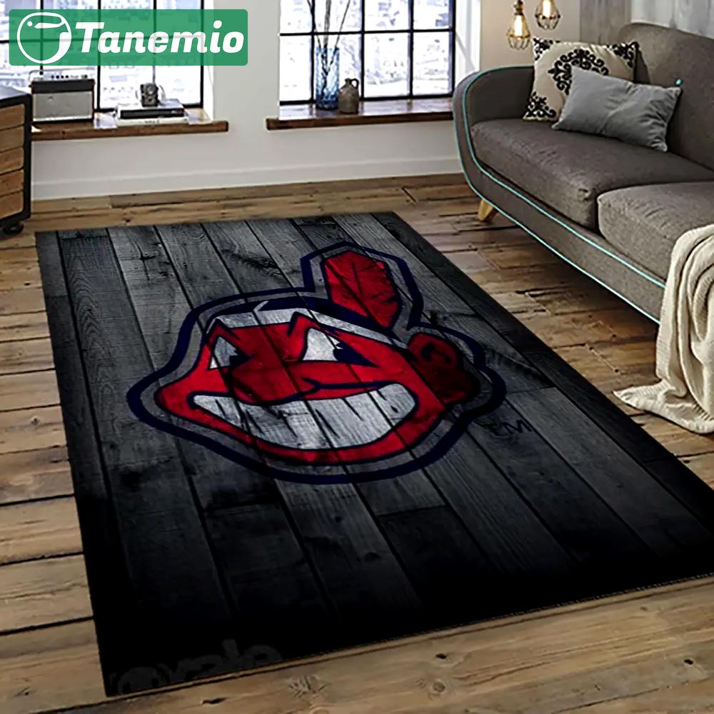 Mlb cleveland indians baseball team logo sport carpet rectangle area rug for living room ci16 Rectangle Rug