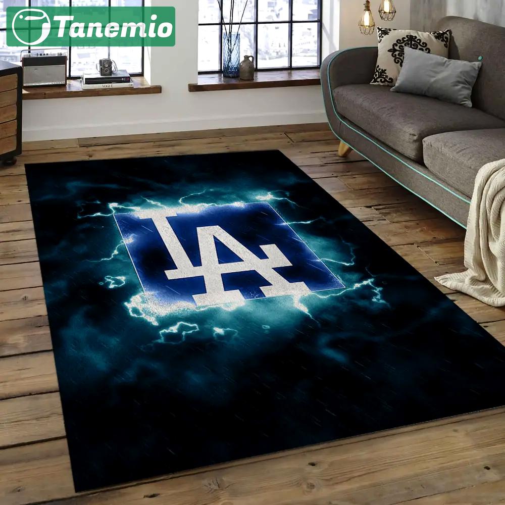 Mlb los angeles dodgers baseball team logo rectangle area lad45 Rectangle Rug