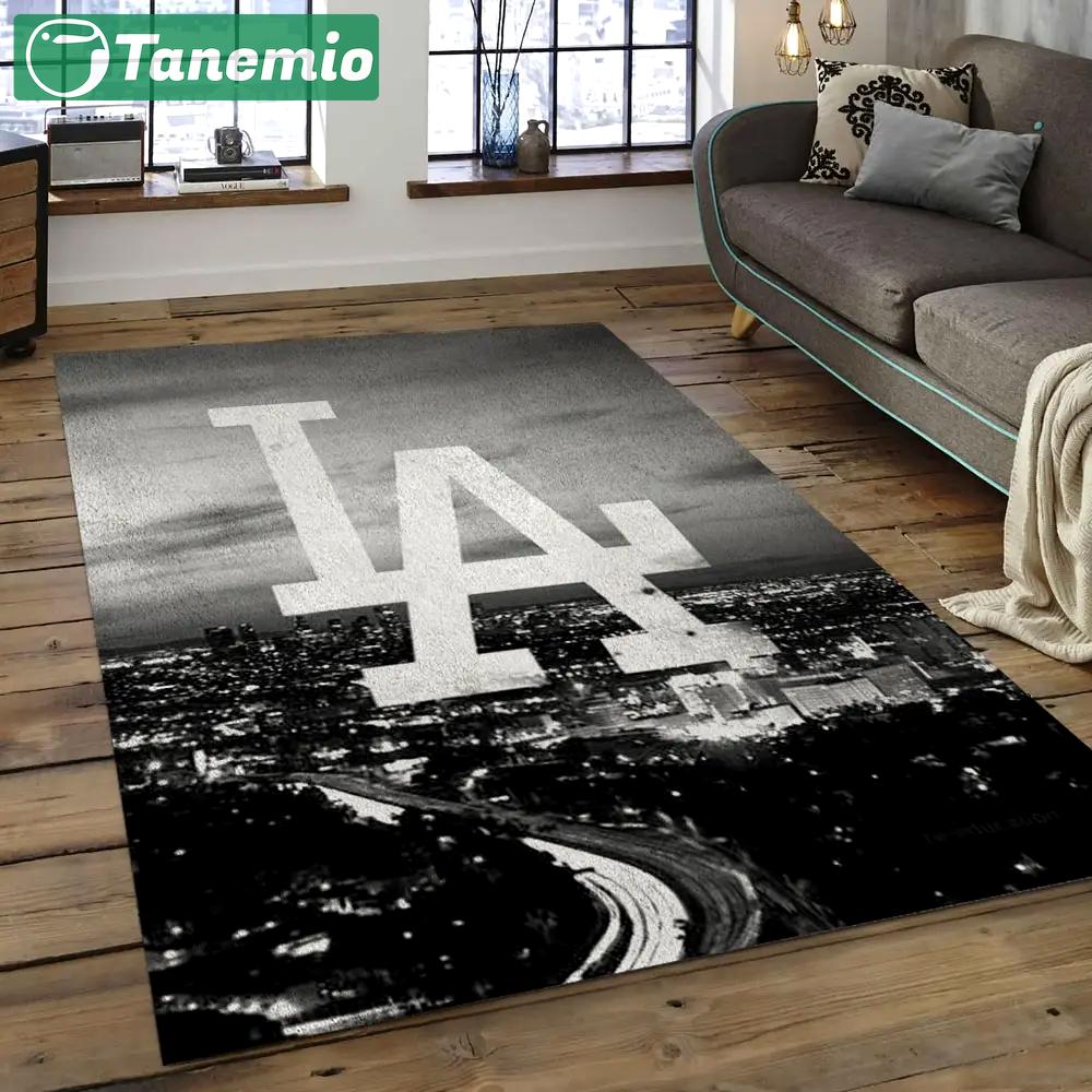 Mlb los angeles dodgers baseball team logo rectangle area lad47 Rectangle Rug