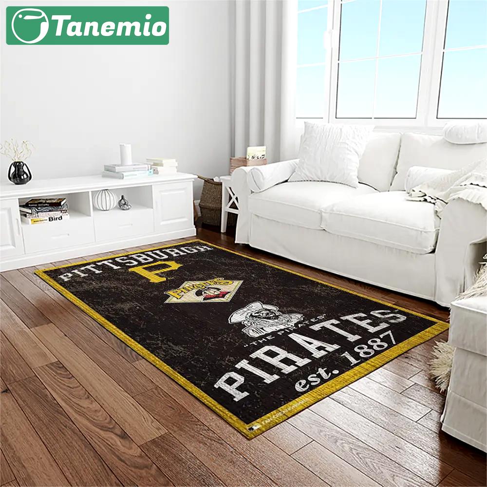 Mlb pittsburgh pirates baseball team logo rectangle area rug pp43 Rectangle Rug