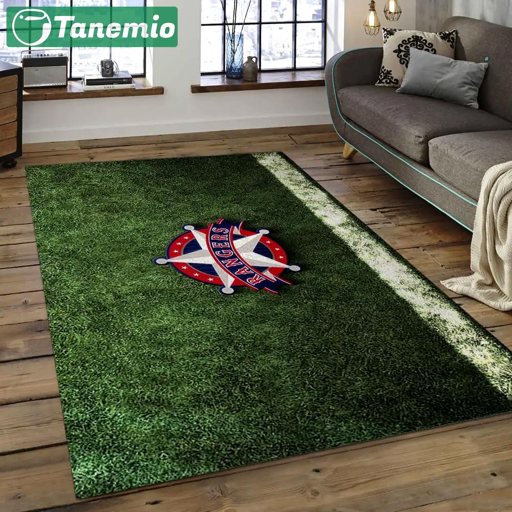 Mlb texas rangers baseball team logo rectangle area tr14 Rectangle Rug