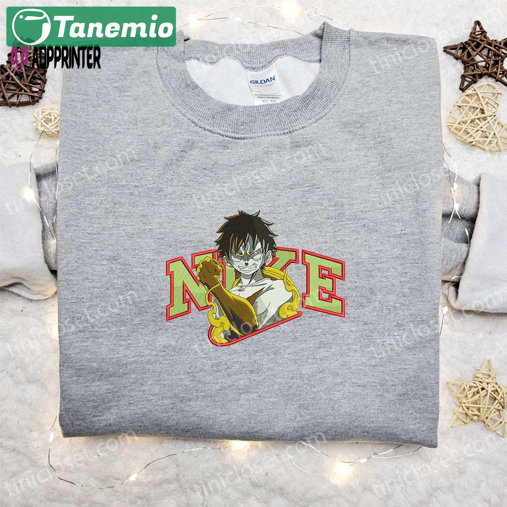 Monkey d luffy gear 2 x nike embroidered anime tshirt – one piece shirt nike inspired Embroidered Shirt