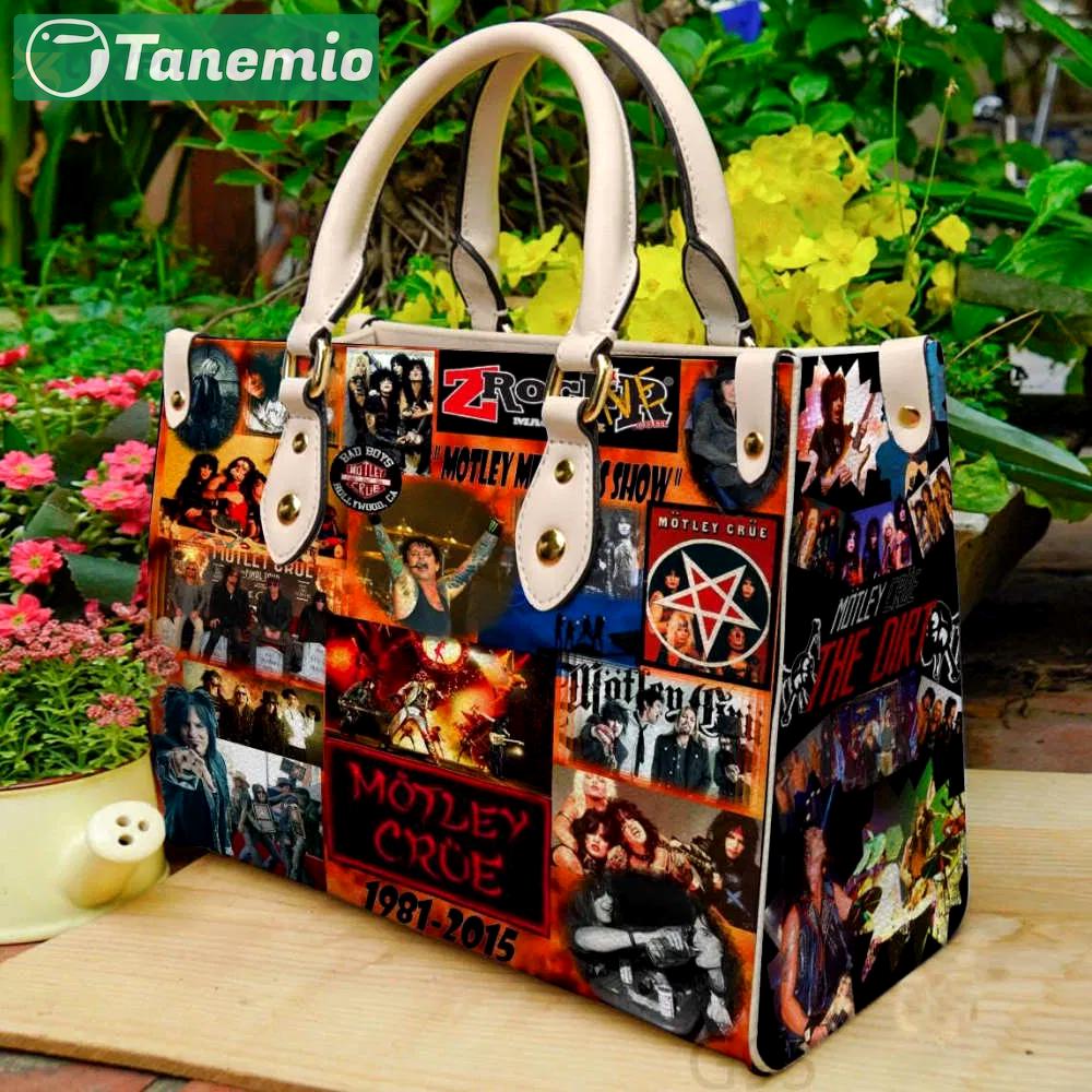 Motley crue 2 leather handbag  gift for women 4534 Women Leather Hand Bag