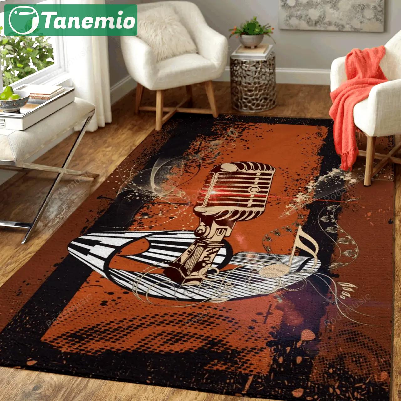 Music microphone music art for fans area rug living room carpet rug regtangle carpet floor decor home decor Rectangle Rug
