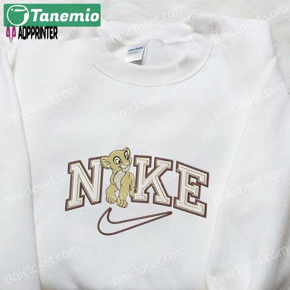 Nala x nike cartoon embroidered sweatshirt – disney characters & nike inspired shirt Embroidered Shirt