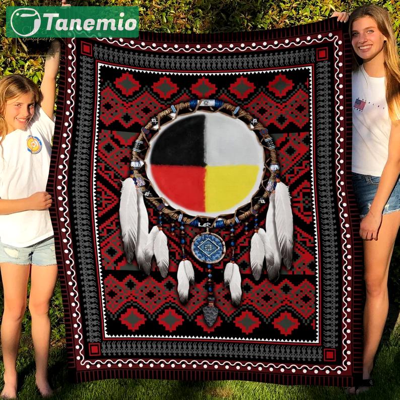 Native american indian dreamcatcher tribe fleece blanket, mink sherpa blanket, dream catcher blanket, native american quilt, brocade blanket Quilt Blanket