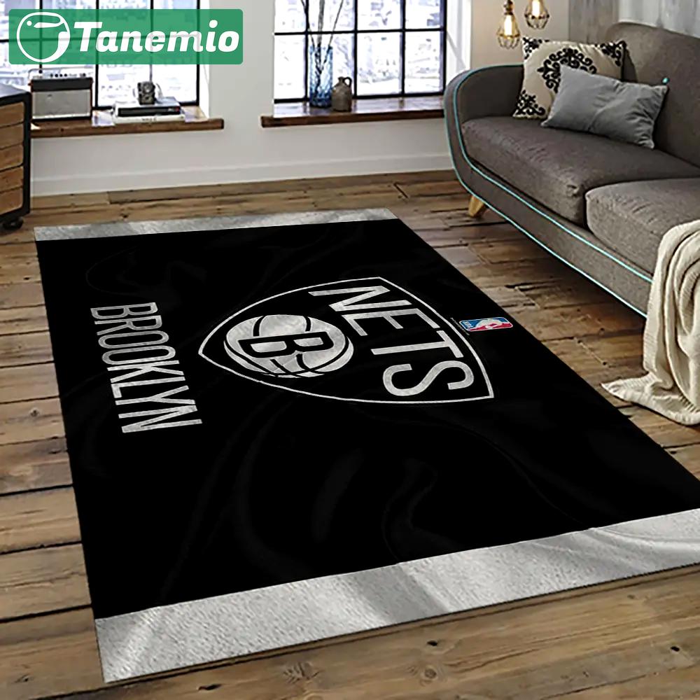 Nba brooklyn nets basketball team logo sport carpet rectangle area rug for living room brn23 Rectangle Rug
