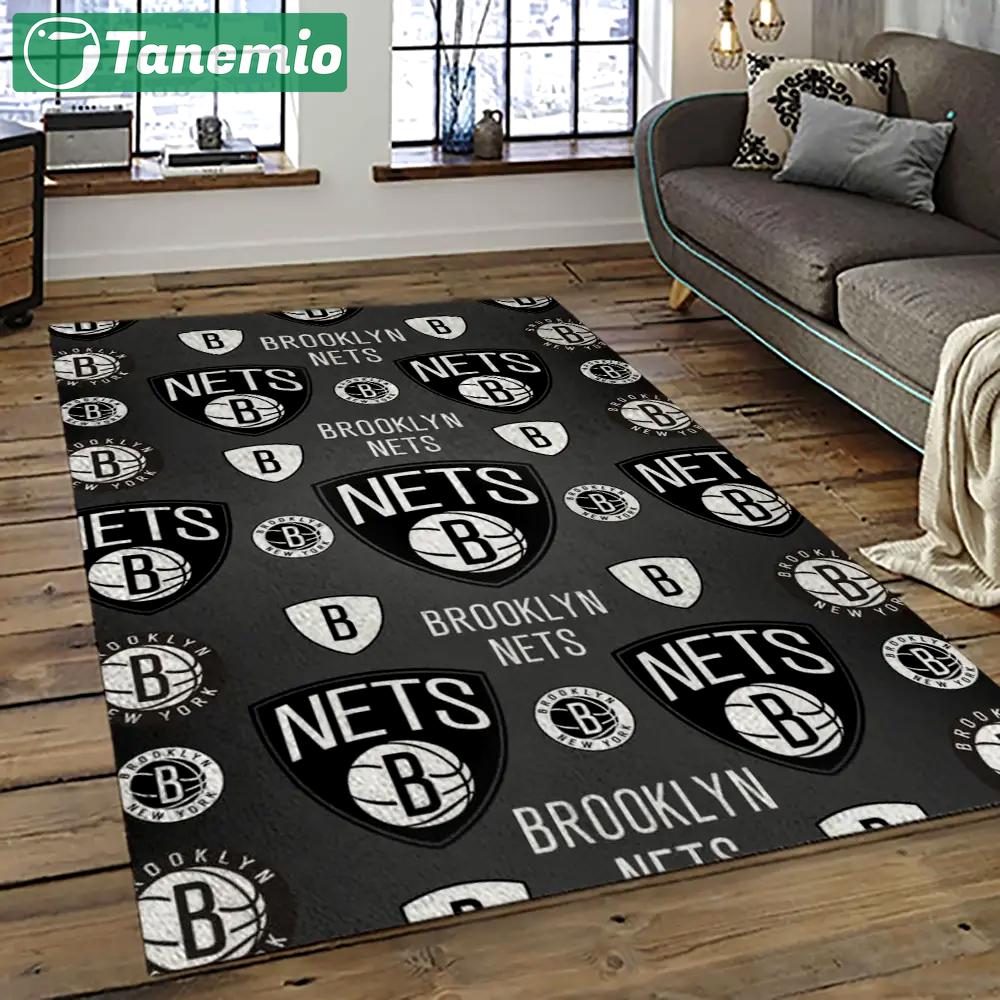Nba brooklyn nets basketball team logo sport carpet rectangle area rug for living room brn3 Rectangle Rug