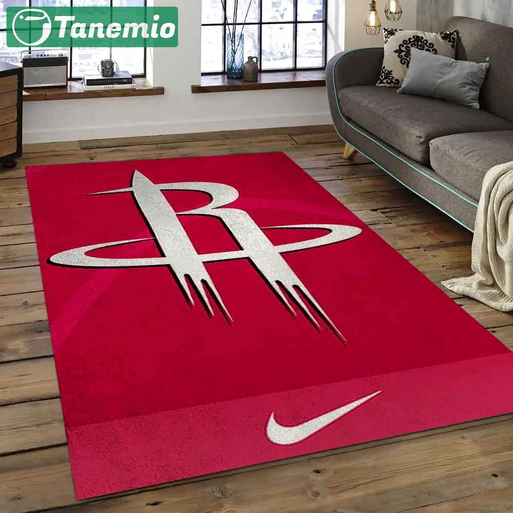 Nba houston rockets basketball legend team logo rectangle area hr17 Rectangle Rug