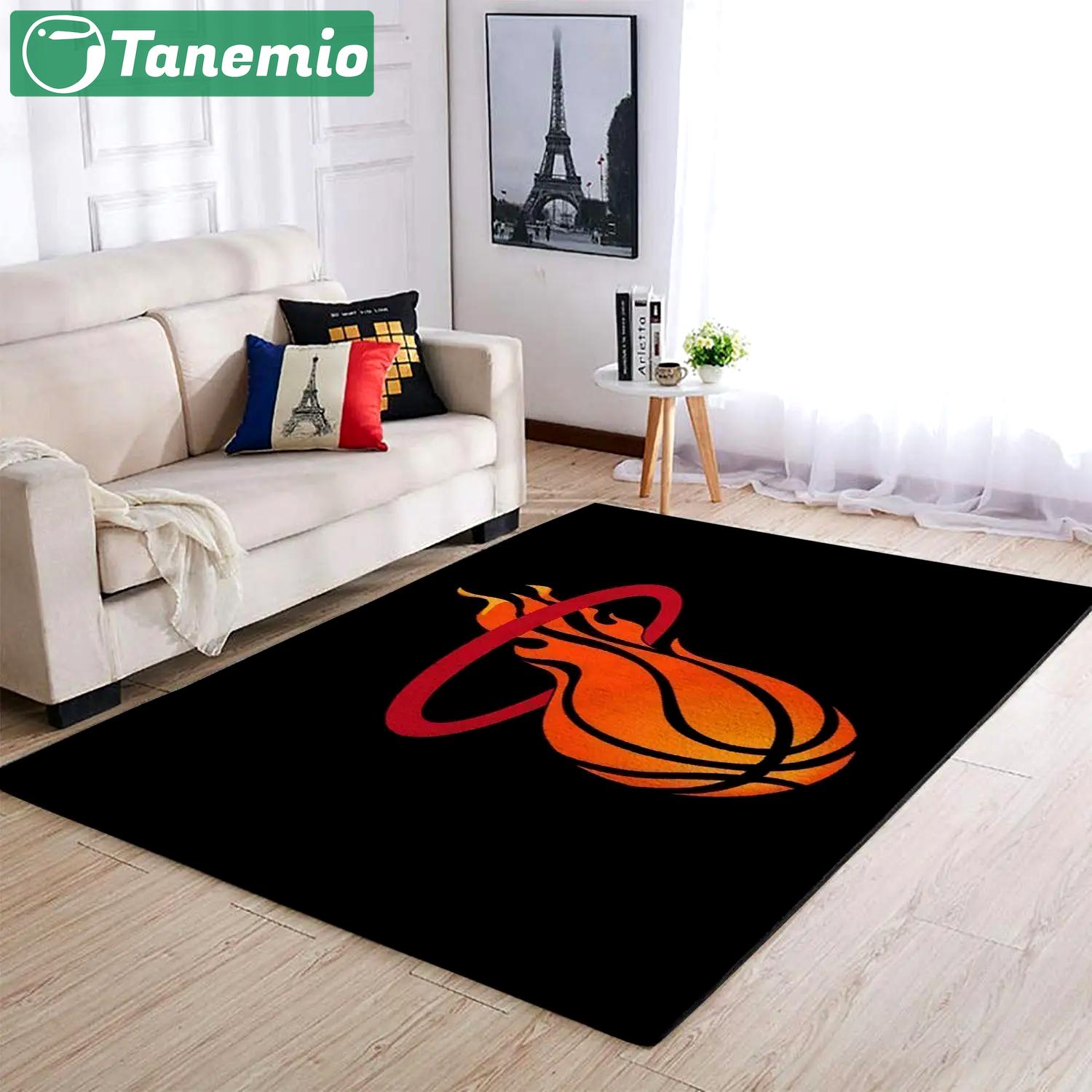 Nba miami heat basketball area rug living room rug team logo carpet v1796 Rectangle Rug