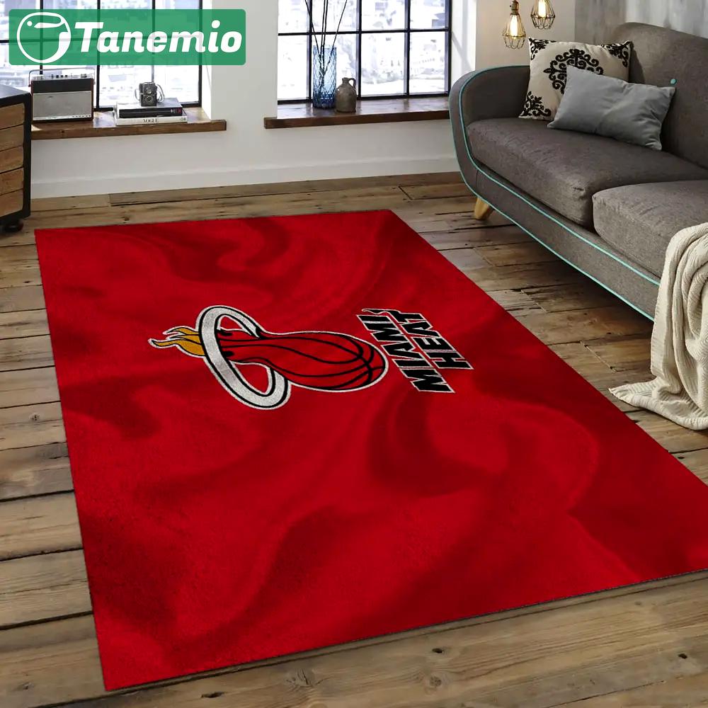Nba miami heat basketball legend team logo rectangle area mh04 Rectangle Rug
