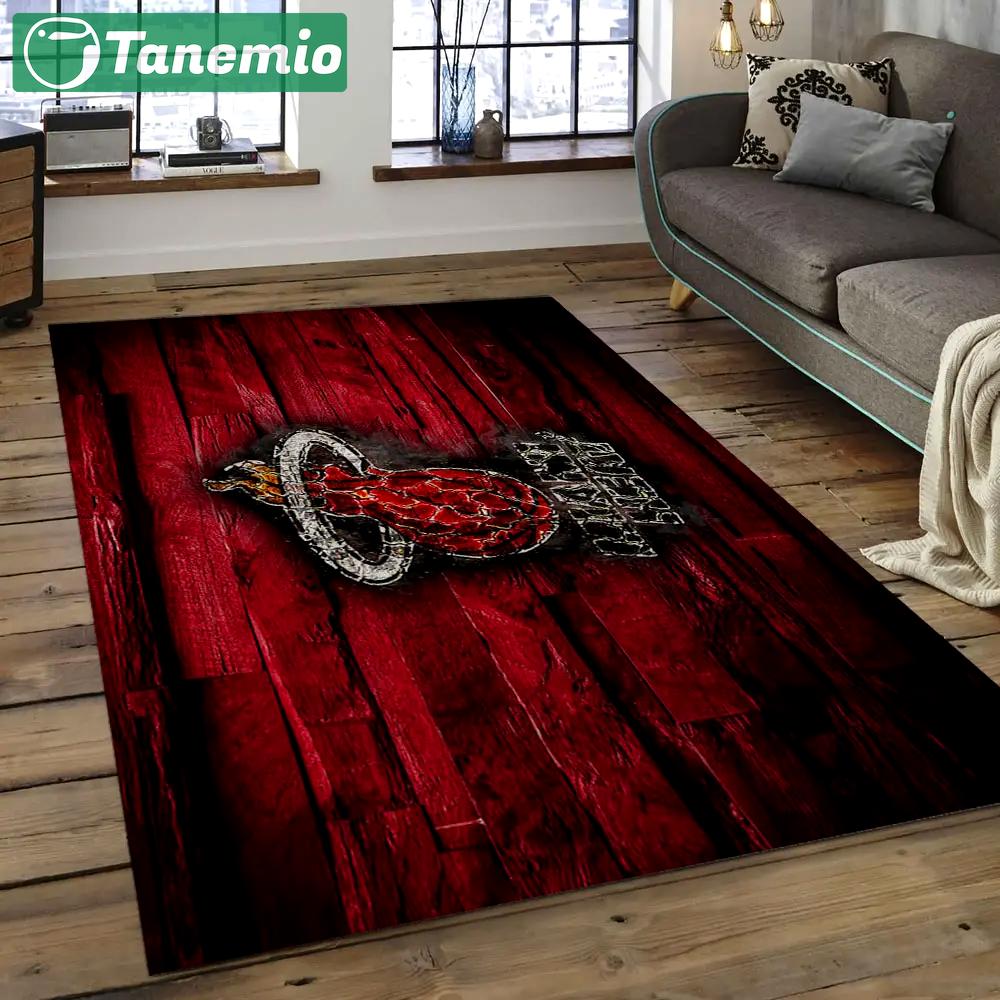 Nba miami heat basketball legend team logo rectangle area mh13 Rectangle Rug