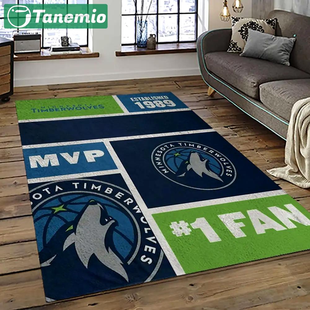 Nba minnesota timberwolves basketball team logo sport carpet area rug home decor best gift for friends mt60 Rectangle Rug
