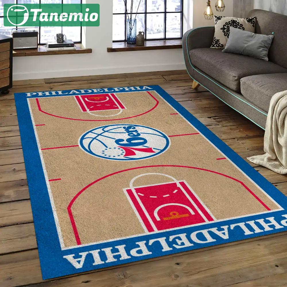 Nba philadelphia 76ers basketball legend team logo rectangle area p7601 Rectangle Rug