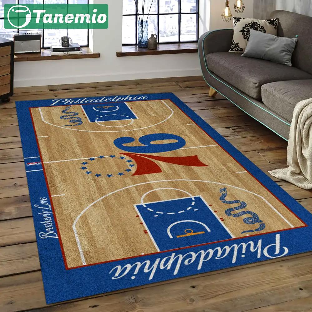 Nba philadelphia 76ers basketball legend team logo rectangle area p7603 Rectangle Rug