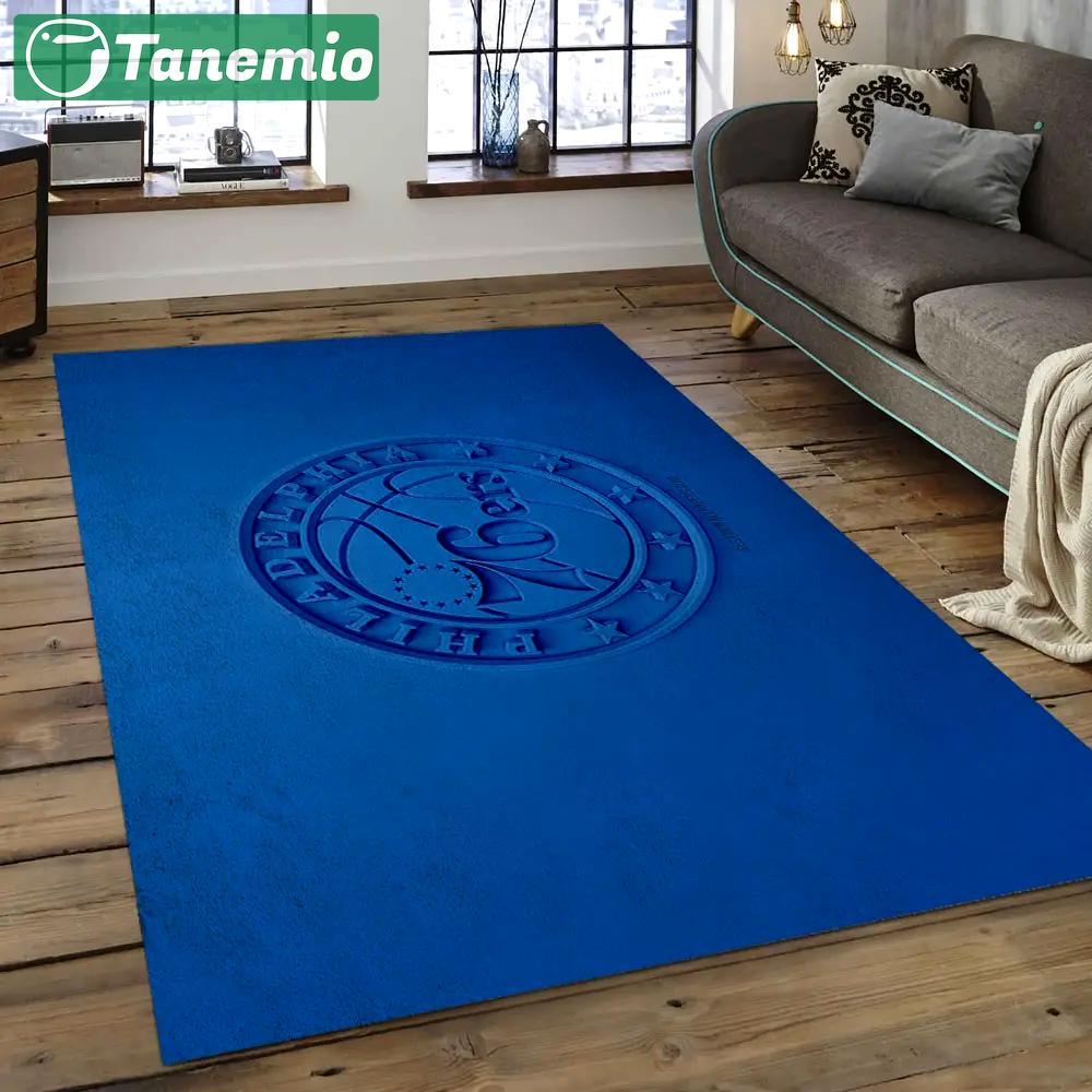 Nba philadelphia 76ers basketball legend team logo rectangle area p7629 Rectangle Rug