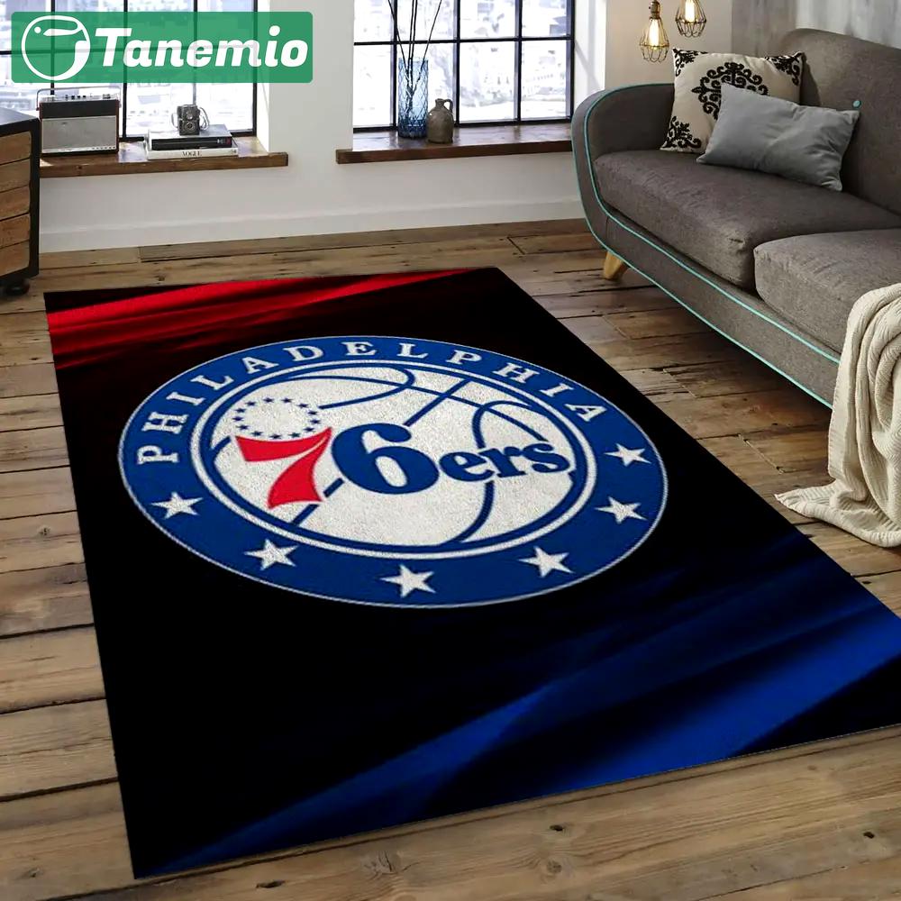 Nba philadelphia 76ers basketball legend team logo rectangle area p7642 Rectangle Rug