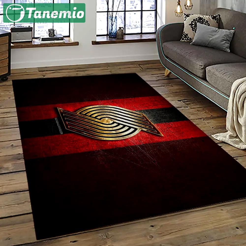 Nba portland trail blazers basketball team logo sport carpet rectangle area rug for living room ptb36 Rectangle Rug