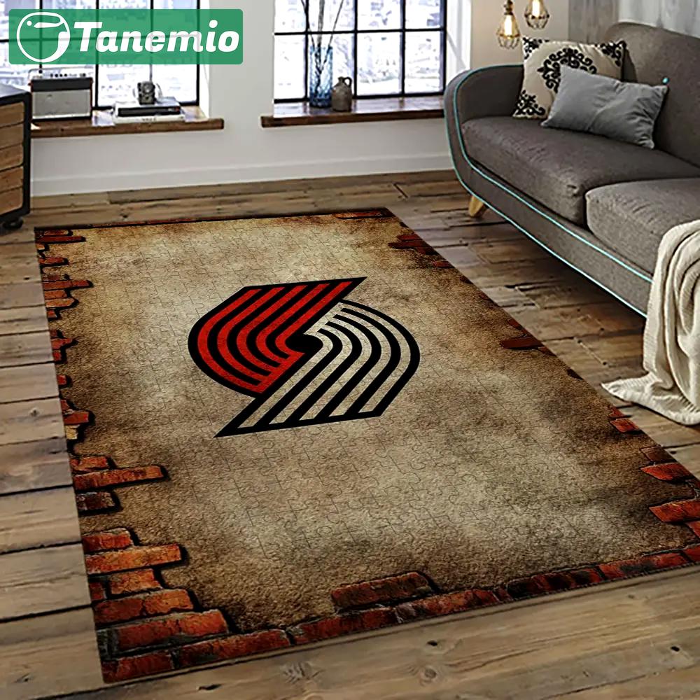 Nba portland trail blazers basketball team logo sport carpet rectangle area rug for living room ptb4 Rectangle Rug