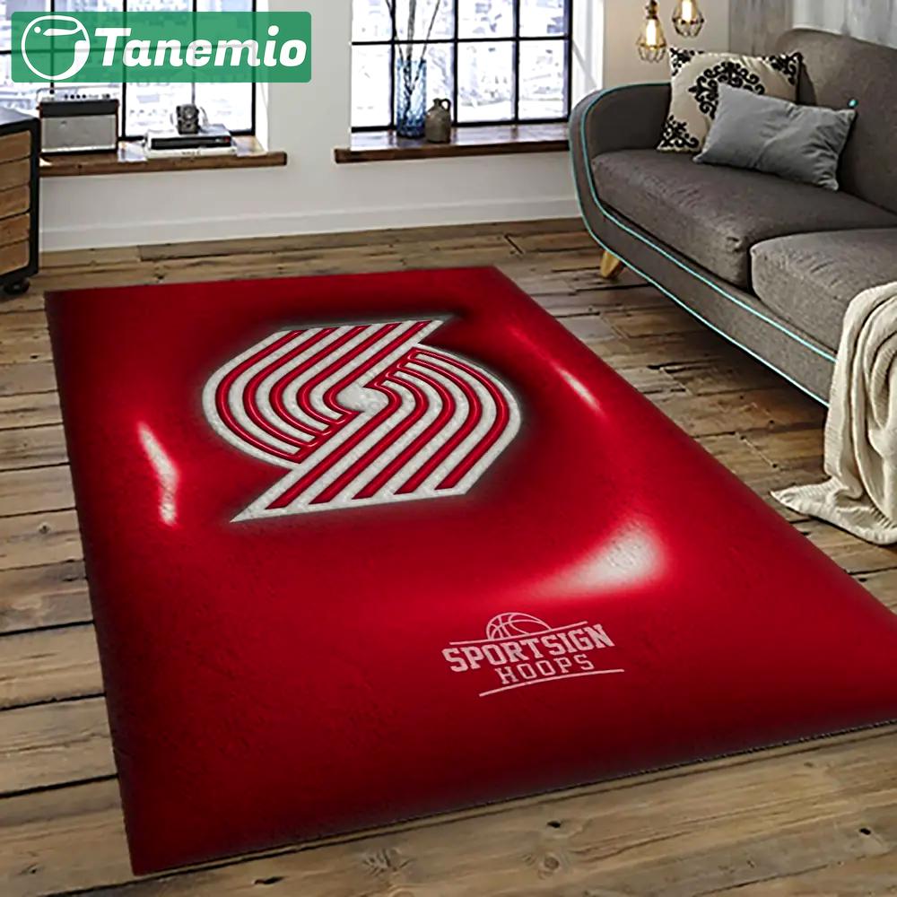 Nba portland trail blazers basketball team logo sport carpet rectangle area rug for living room ptb6 Rectangle Rug