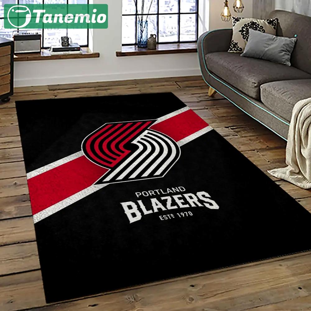Nba portland trail blazers basketball team logo sport carpet rectangle area rug for living room ptb8 Rectangle Rug