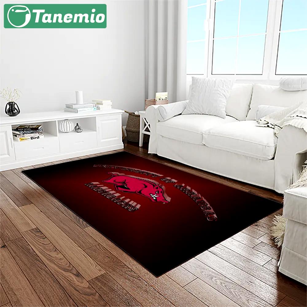 Ncaa arkansas razorbacks college sport basketball and foolball team logo rectangle area rug ar31 Rectangle Rug