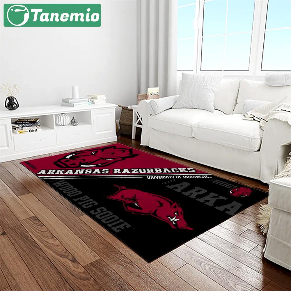 Ncaa arkansas razorbacks college sport basketball and foolball team logo rectangle area rug ar34 Rectangle Rug