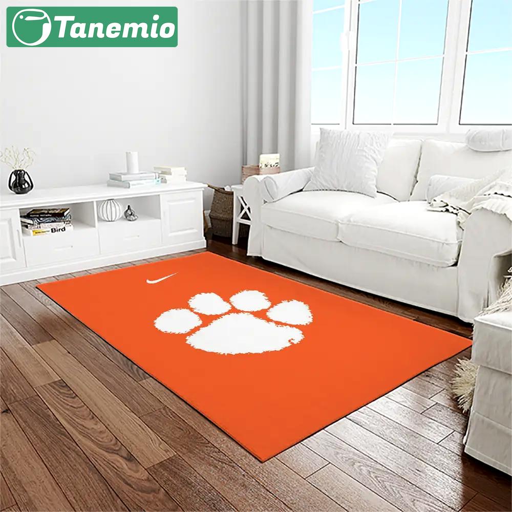 Ncaa clemson tigers college sport basketball and foolball team logo rectangle area rug ct01 Rectangle Rug