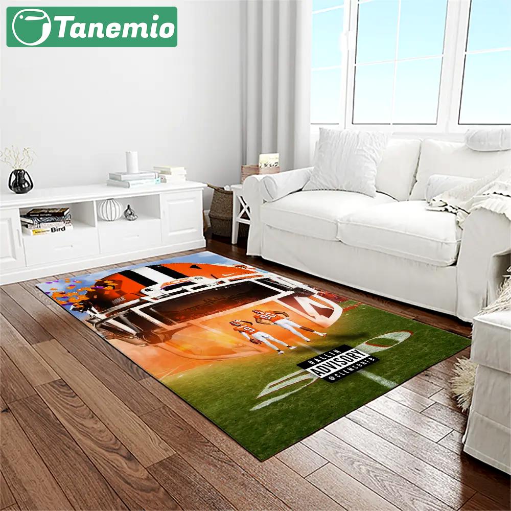 Ncaa clemson tigers college sport basketball and foolball team logo rectangle area rug ct02 Rectangle Rug