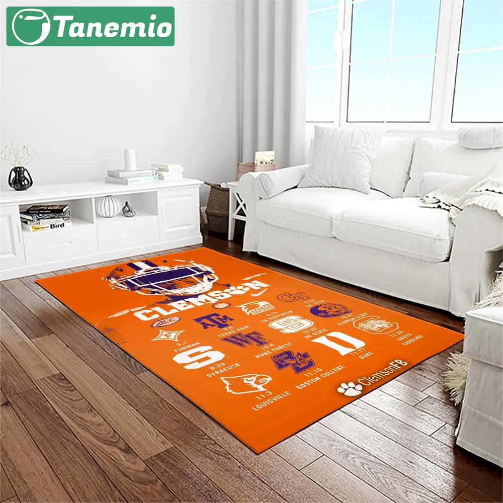Ncaa clemson tigers college sport basketball and foolball team logo rectangle area rug ct04 Rectangle Rug
