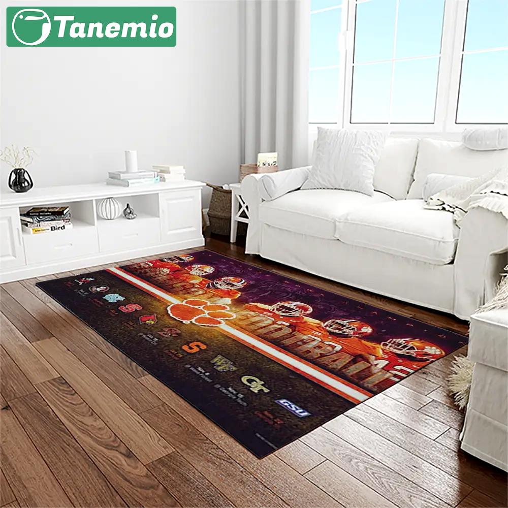 Ncaa clemson tigers college sport basketball and foolball team logo rectangle area rug ct09 Rectangle Rug