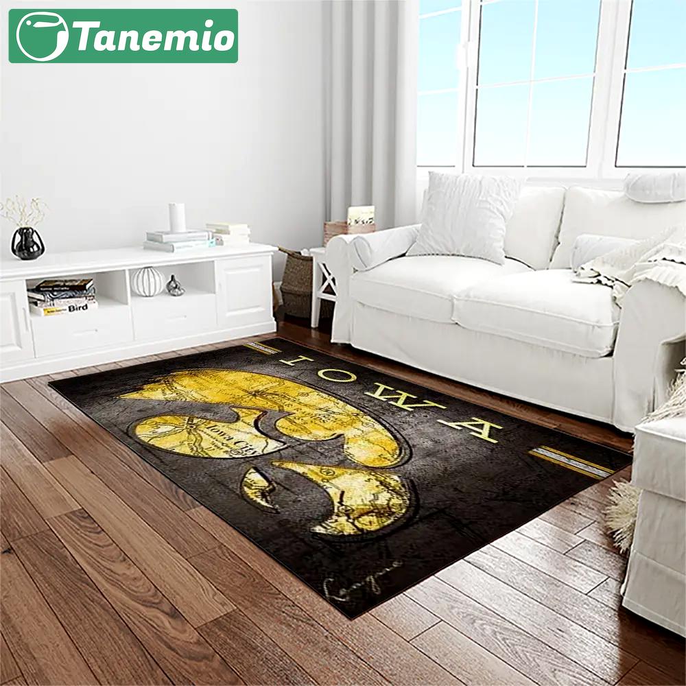 Ncaa iowa hawkeyes college sport basketball and foolball team logo rectangle area rug iwh07 Rectangle Rug