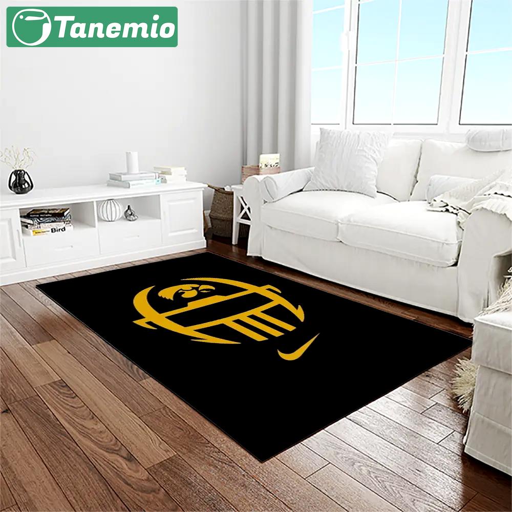 Ncaa iowa hawkeyes college sport basketball and foolball team logo rectangle area rug iwh15 Rectangle Rug