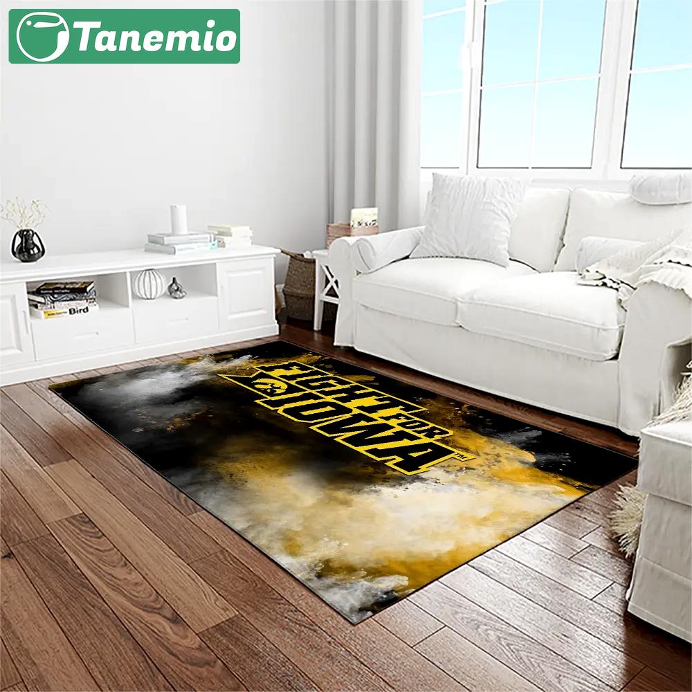Ncaa iowa hawkeyes college sport basketball and foolball team logo rectangle area rug iwh16 Rectangle Rug