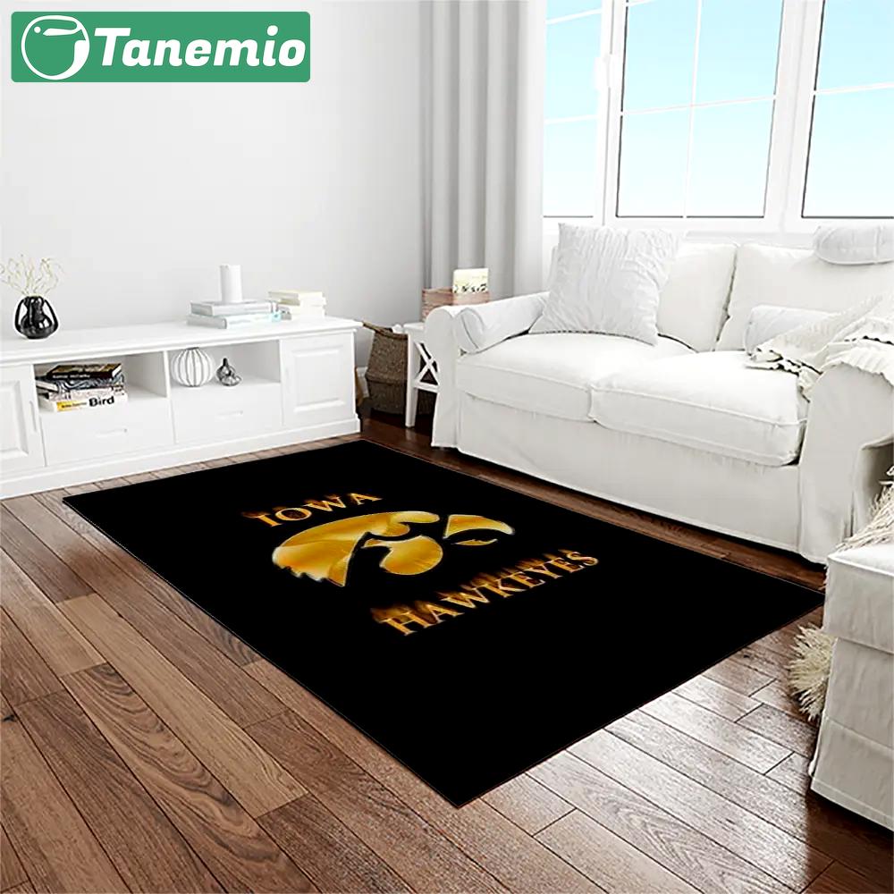 Ncaa iowa hawkeyes college sport basketball and foolball team logo rectangle area rug iwh34 Rectangle Rug