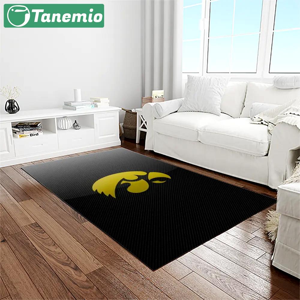 Ncaa iowa hawkeyes college sport basketball and foolball team logo rectangle area rug iwh35 Rectangle Rug